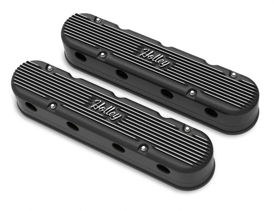2-Pc LS Vintage Series Valve Covers - Satin Black Machined Finish - 241-172