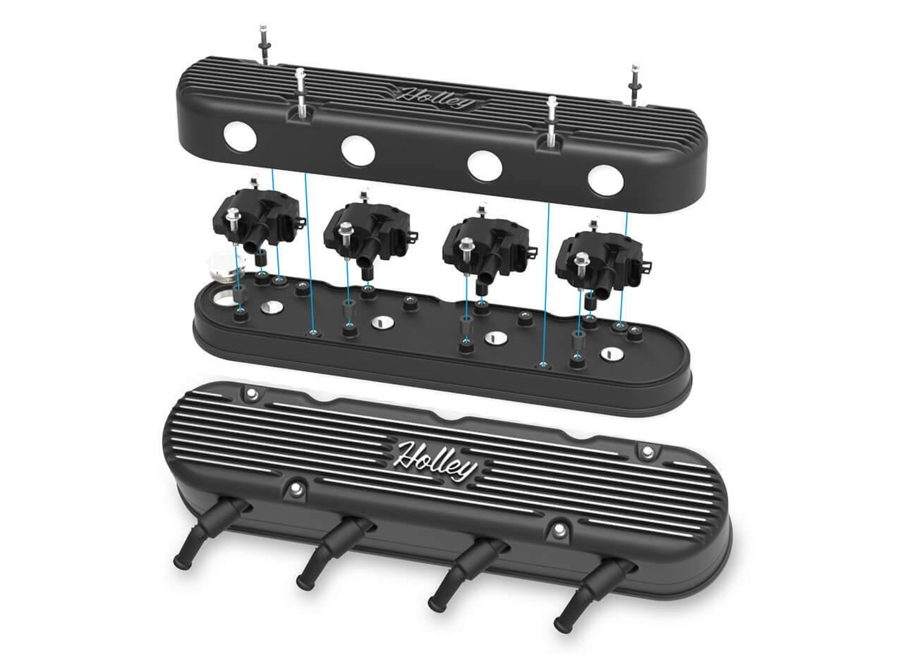 2-Pc LS Vintage Series Valve Covers - Satin Black Machined Finish - 241-172
