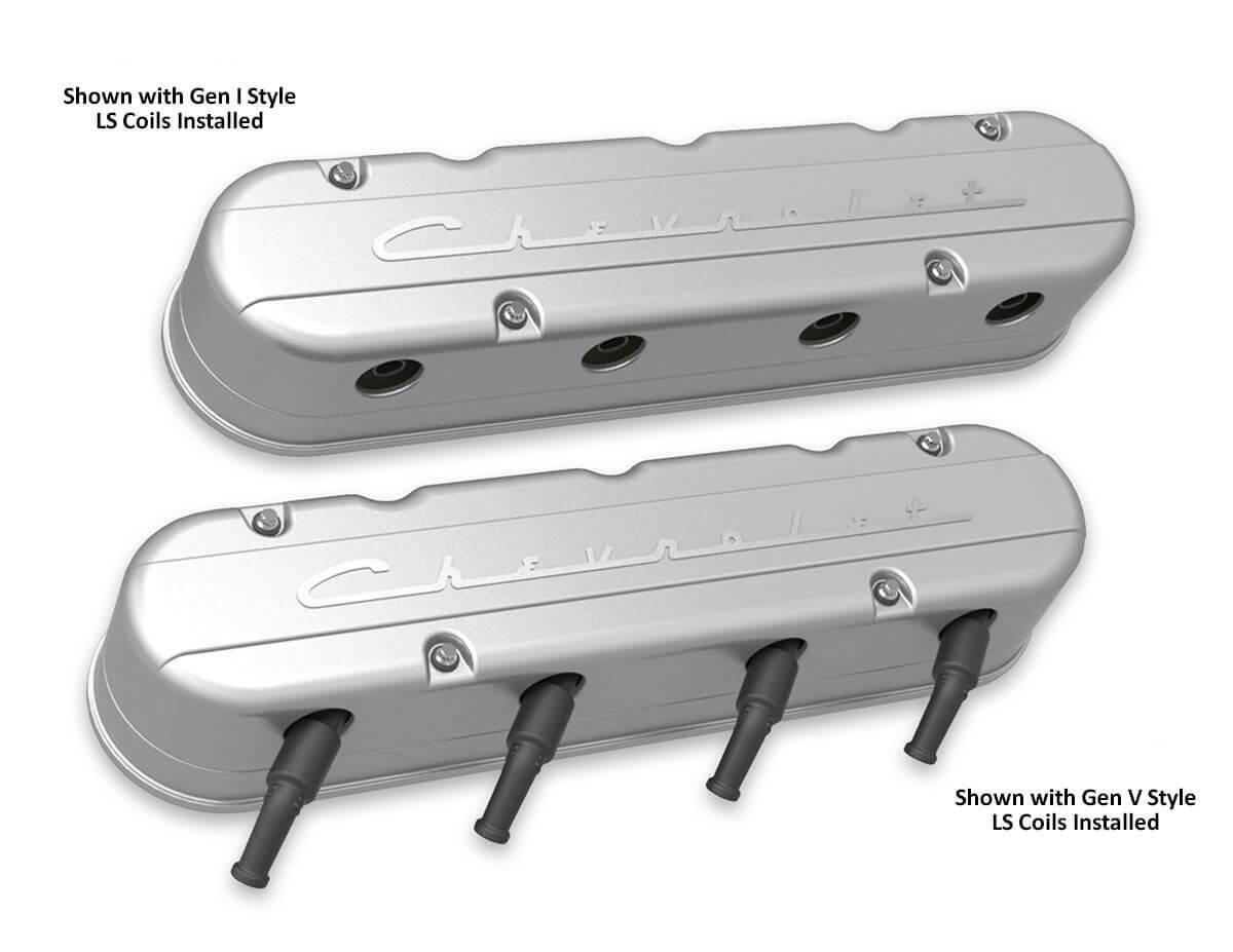 2-Pc LS Chevrolet Script Valve Covers - Natural Finish - 241-175