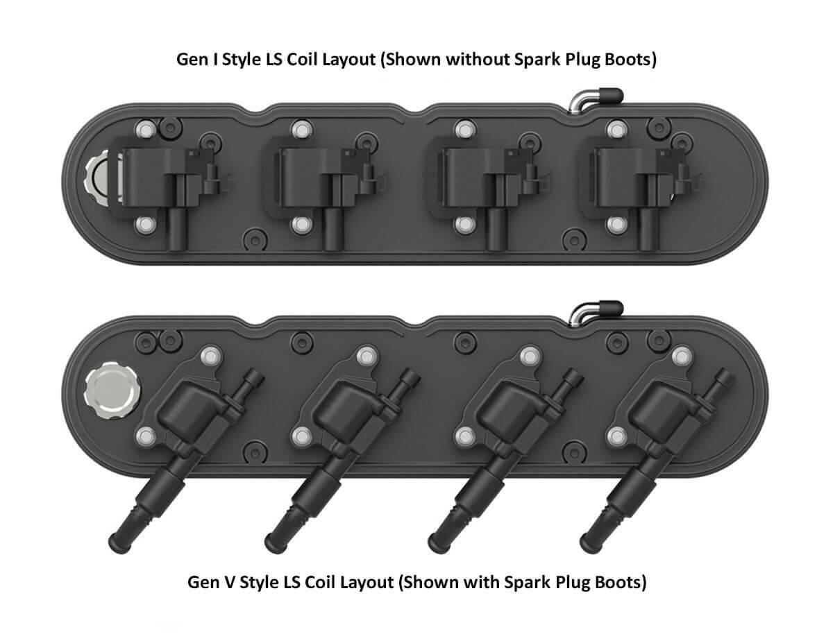 2-Pc LS Chevrolet Script Valve Covers - Black Machined Finish - 241-177