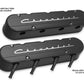 2-Pc LS Chevrolet Script Valve Covers - Black Machined Finish - 241-177