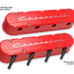 2-Pc LS Chevrolet Script Valve Covers - Gloss Red Machined Finish - 241-179