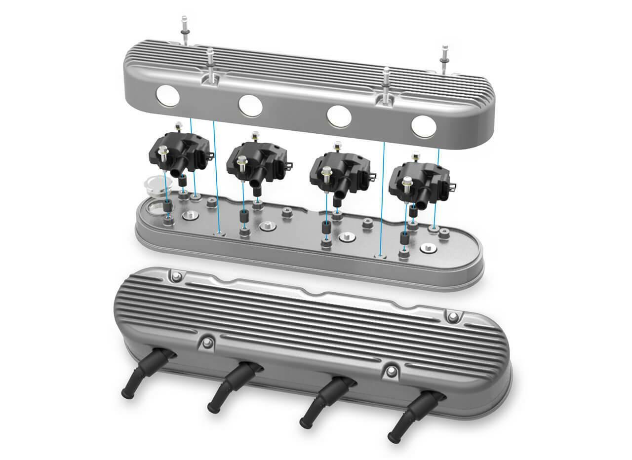 2-Pc LS Finned Valve Covers - Natural Finish - 241-180