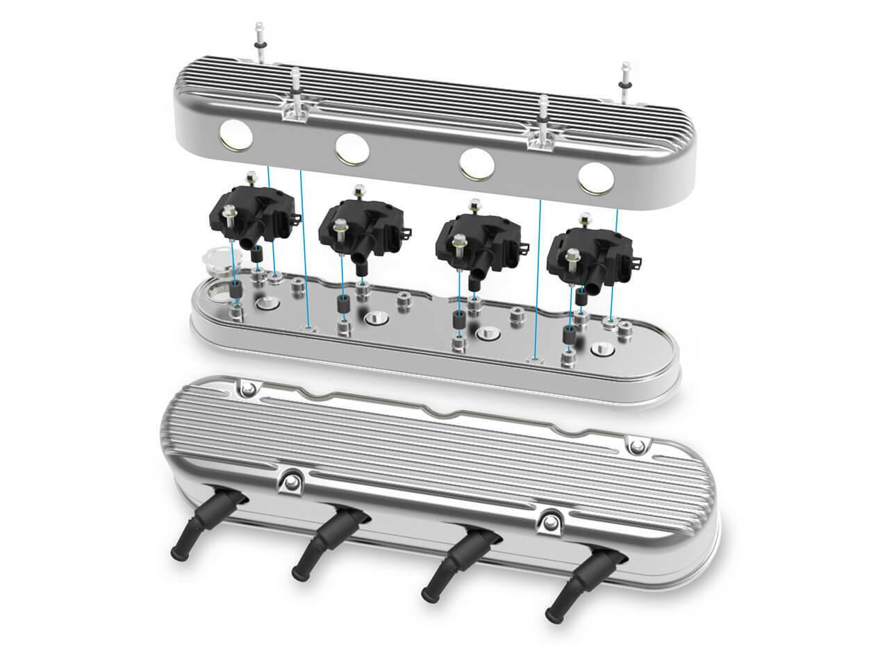2-Pc LS Finned Valve Covers - Polished Finish - 241-181