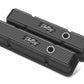 SBC Vintage Series Finned Valve Covers - Satin Black Machined Finish - 241-242