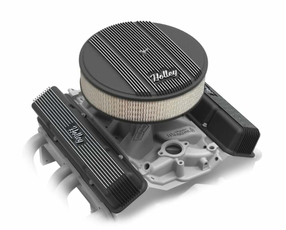 SBC Vintage Series Finned Valve Covers - Satin Black Machined Finish - 241-245