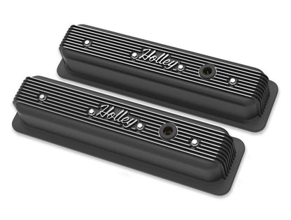 Holley Finned Valve Covers Small Block Chevy Engines Satin Black Finish 241-247