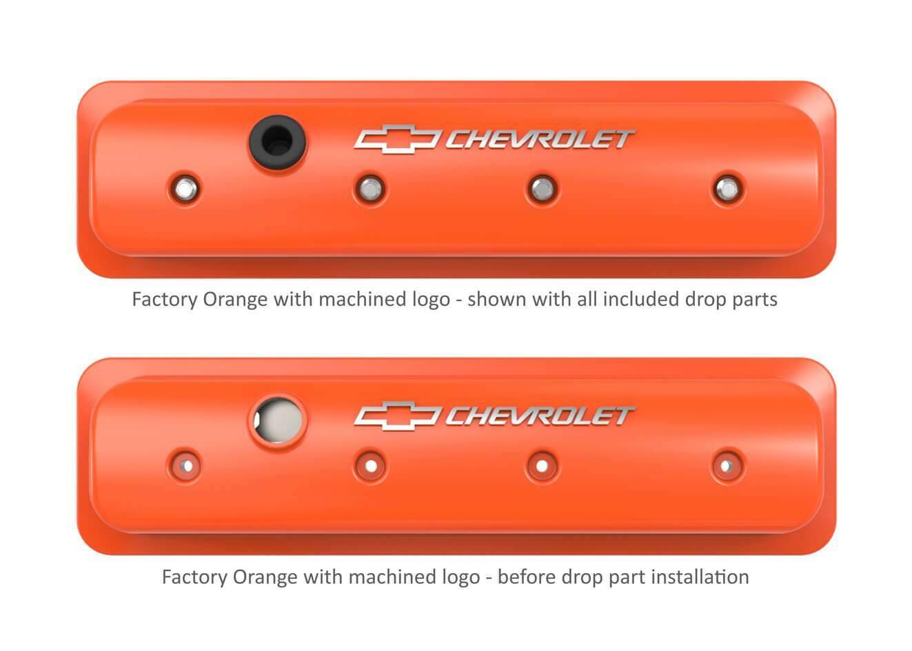 GM Muscle Series Center Bolt Valve Covers Factory Orange Machined Finish 241-293