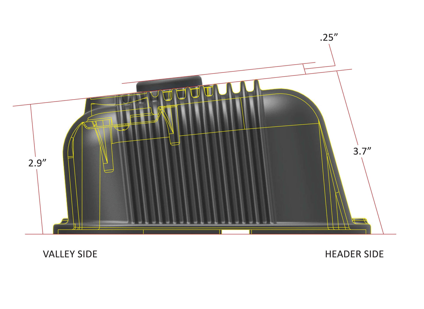 BBC Vintage Series Finned Valve Covers - Satin Black Machined Finish - 241-302