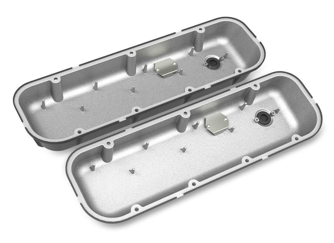 BBC Vintage Series Finned Valve Covers - Satin Black Machined Finish - 241-302