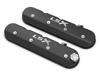Tall LS Valve Cover with LSX Logo - Satin Black Machined Finish - 241-407