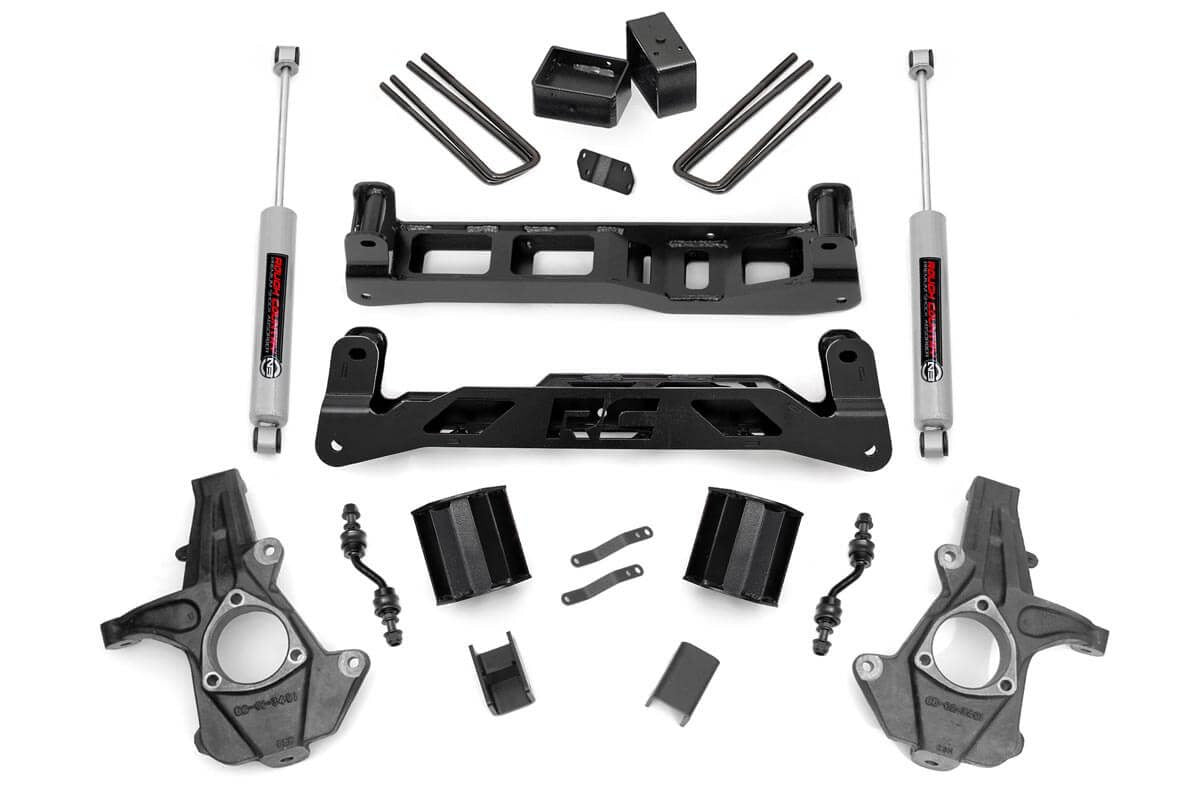 Fits Chevy/GMC 1500 (14-18 & Classic) 5 Inch Lift Kit; Alum/Stamp Steel; 24831