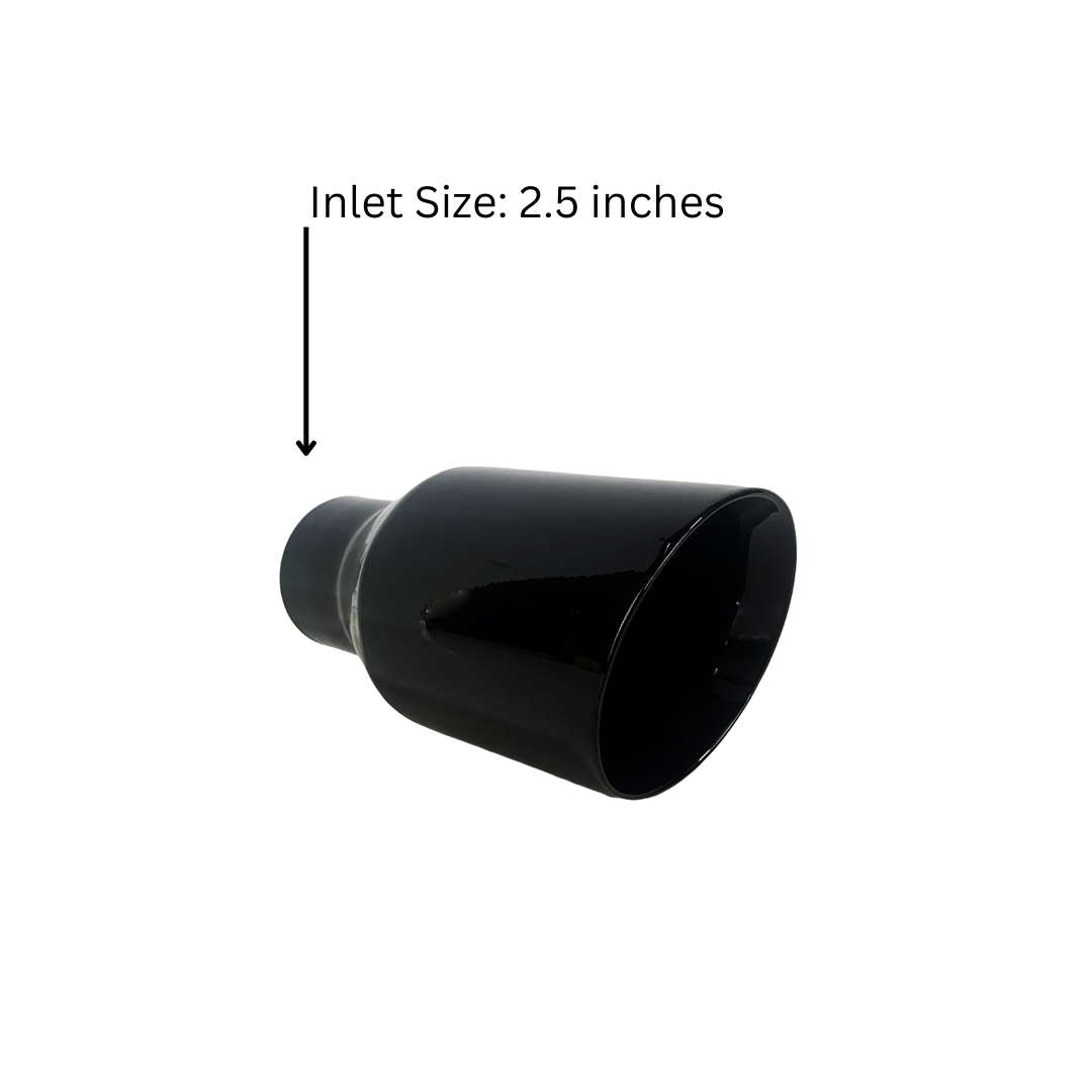 2.5" IDX4"X8" Double Wall Slant Cut Stainless Gloss Black Exhaust Tip 2508BK