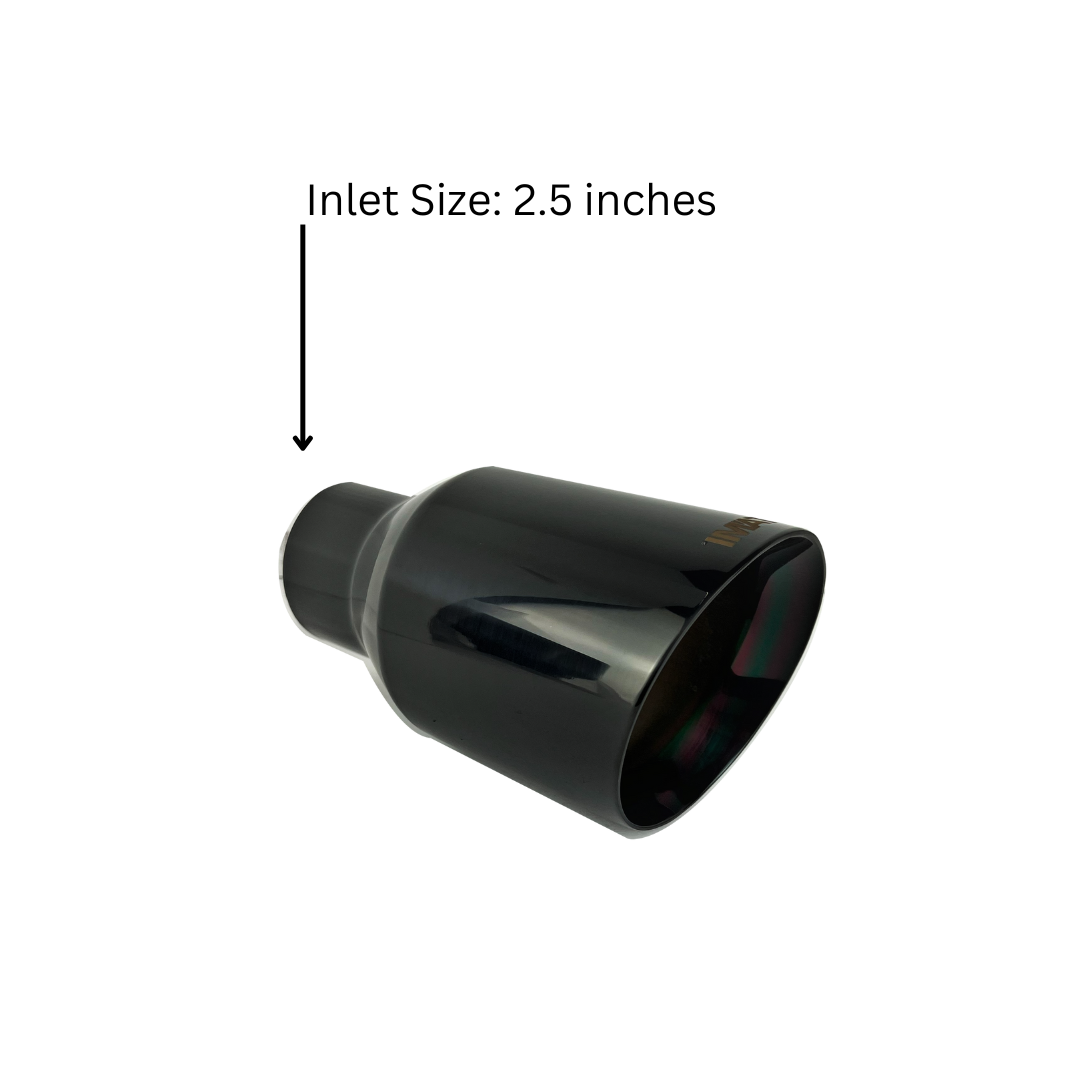 2.5" IDX4.5"X8" Double Wall Slant Cut Stainless Gloss Black Exhaust Tip 2509BK