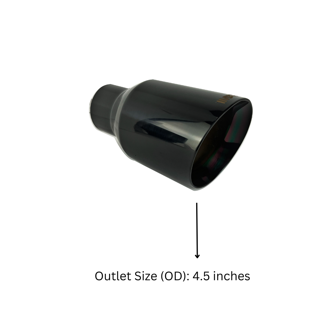 2.5" IDX4.5"X8" Double Wall Slant Cut Stainless Gloss Black Exhaust Tip 2509BK