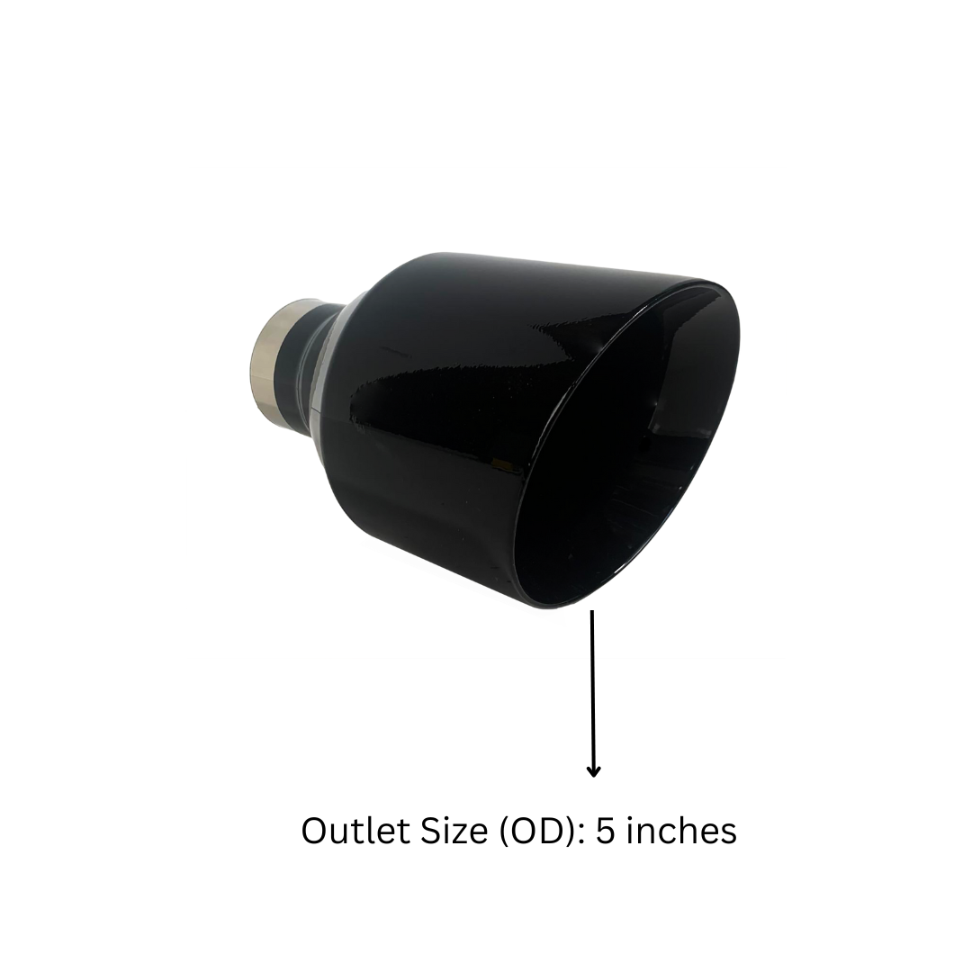 2.5" IDX5"X8" Double Wall Slant Cut Stainless Gloss Black Exhaust Tip 2580BK