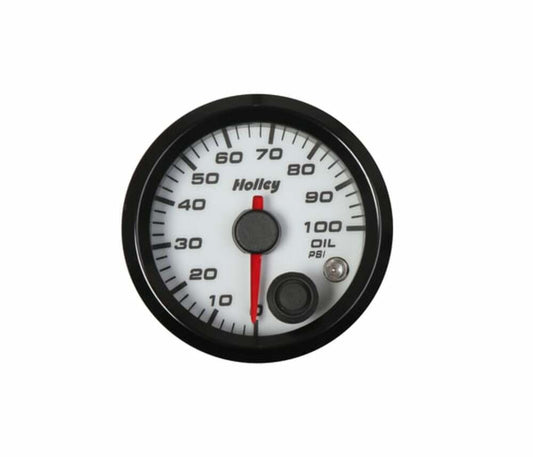White 2-1/16" Oil Pressure 10-100 psi-Holley logo 26-601W