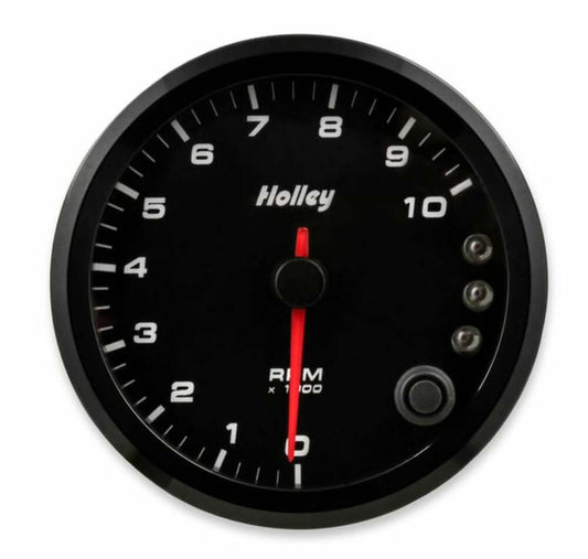 Black 3-3/8" Tachometer 0-10K Standalone w/Internal Shiftlight-Holley 26-617