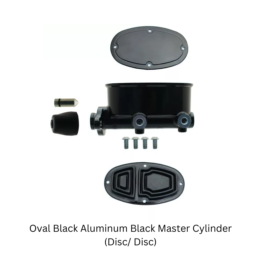 Oval Black Aluminum Black Master Cylinder (Disc/ Disc) 260-8559-BK-MBM - Master Cylinders and Parts Car Part People