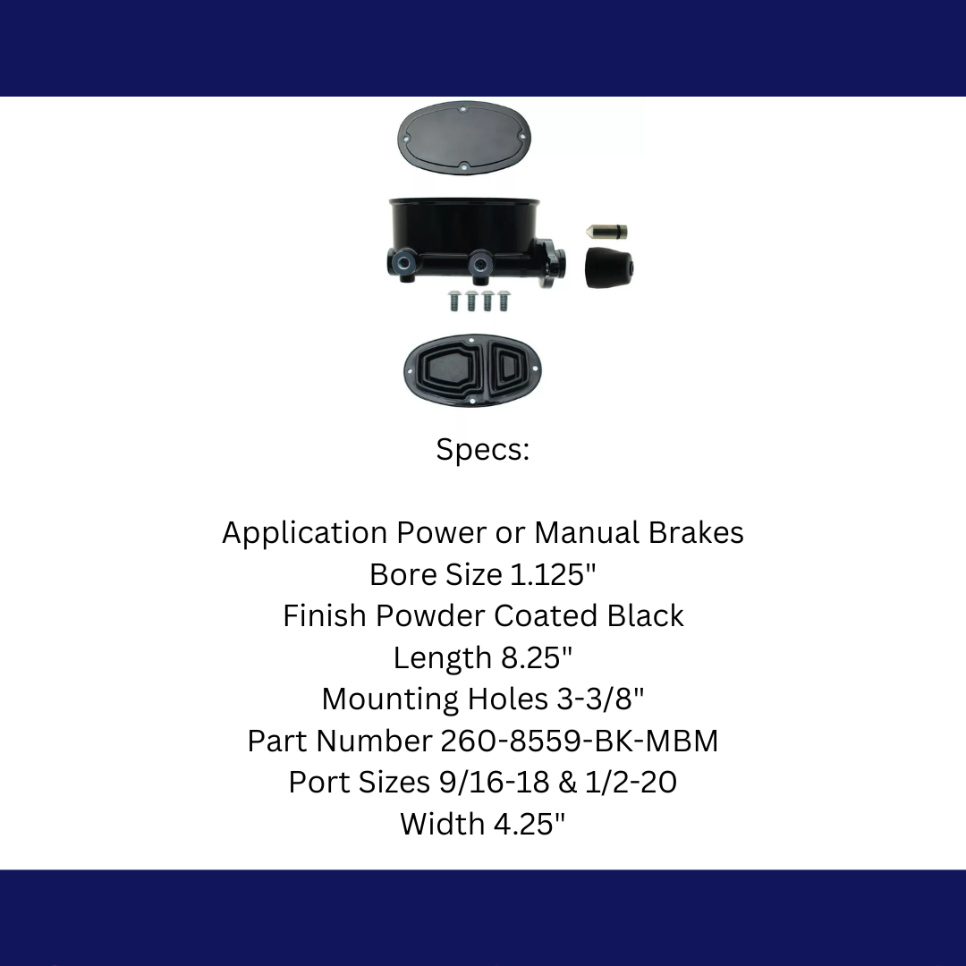 Oval Black Aluminum Black Master Cylinder (Disc/ Disc) 260-8559-BK-MBM - Master Cylinders and Parts Car Part People