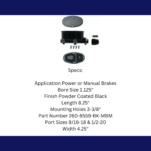 Oval Black Aluminum Black Master Cylinder (Disc/ Disc)  260-8559-BK-MBM
