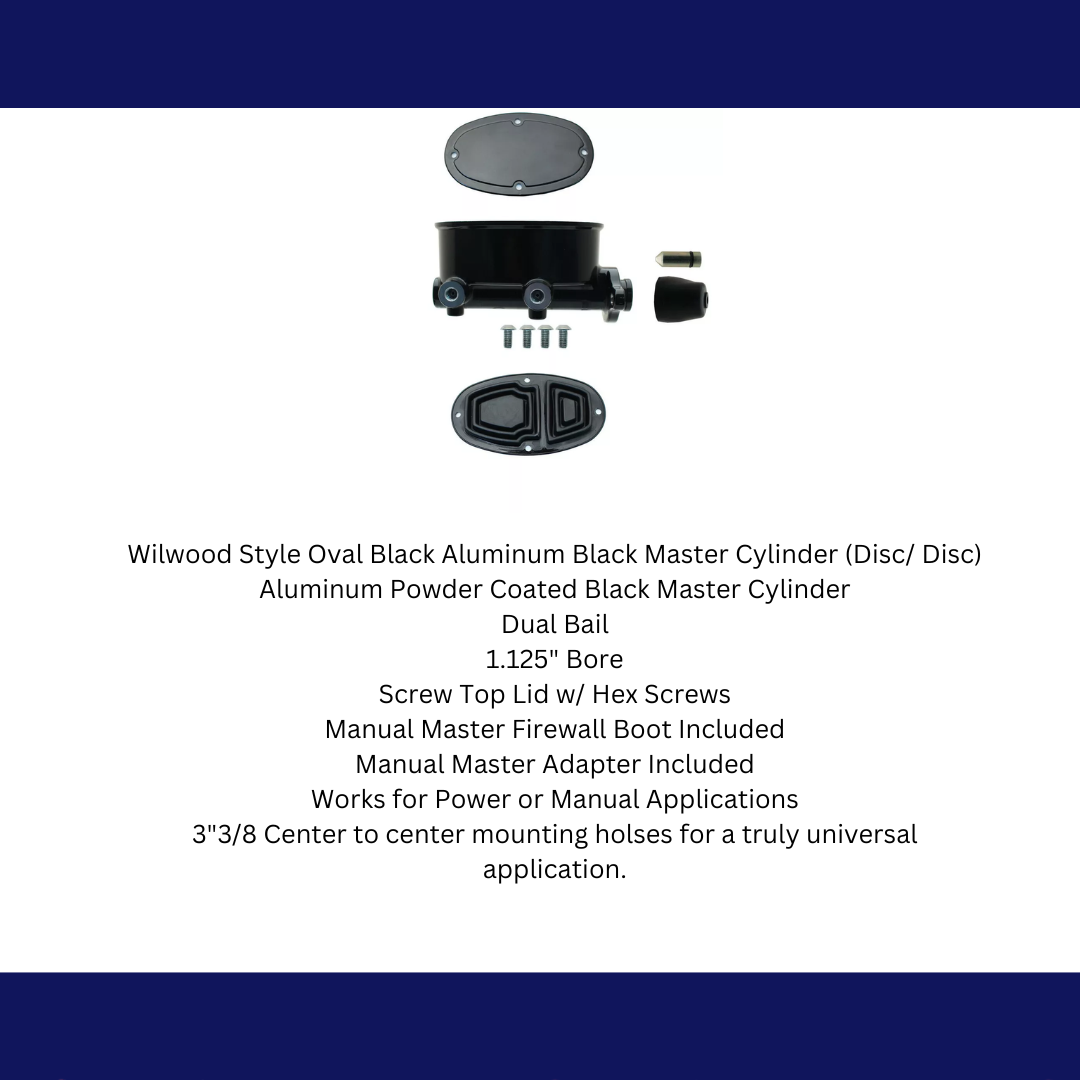 Oval Black Aluminum Black Master Cylinder (Disc/ Disc) 260-8559-BK-MBM - Master Cylinders and Parts Car Part People