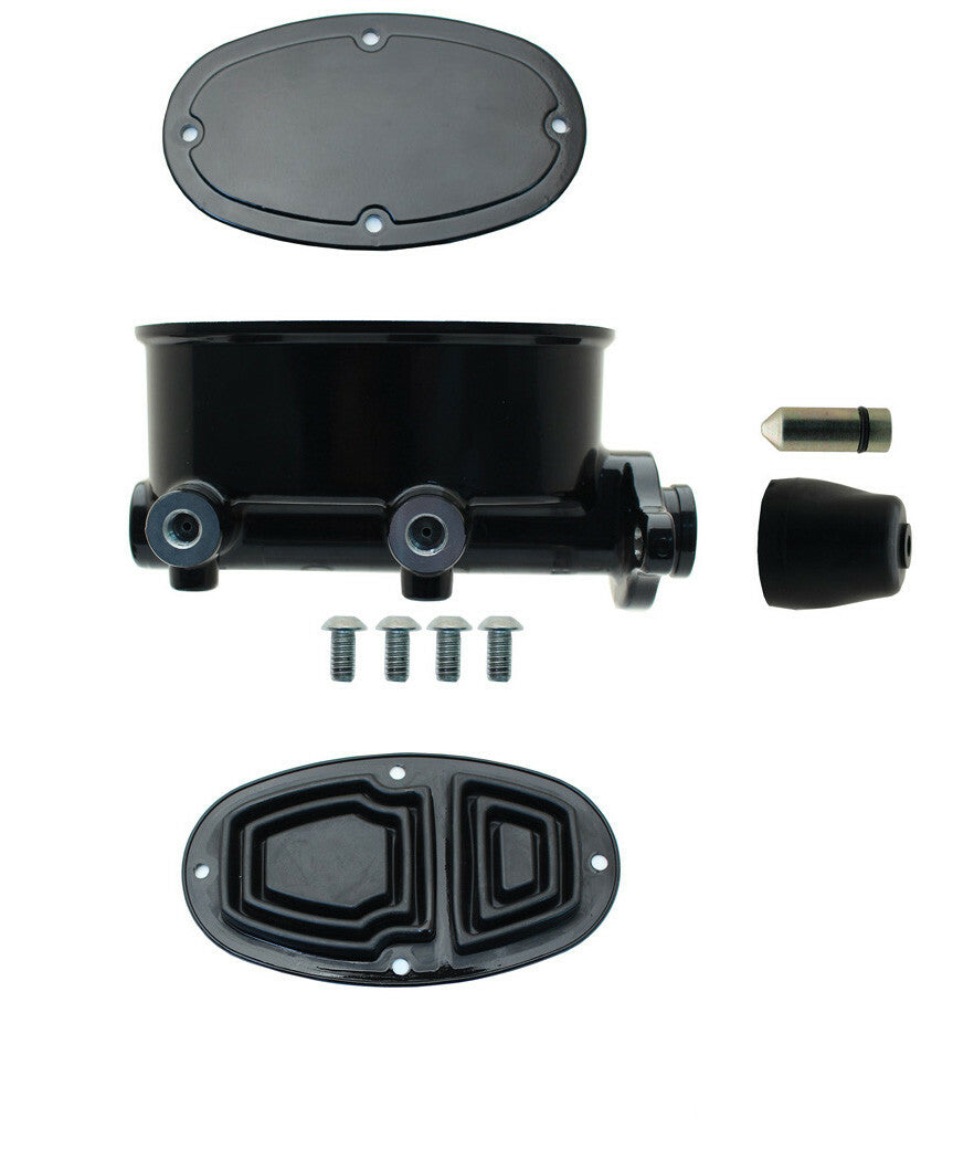 Oval Black Aluminum Black Master Cylinder (Disc/ Disc) 260-8559-BK-MBM - Master Cylinders and Parts Car Part People