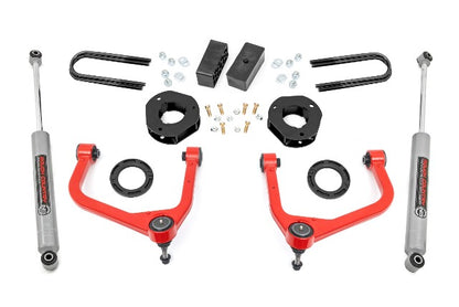 Fits GMC Sierra 1500 2&4WD (2019-2024) 3.5" Lift Kit; Mono Leaf Rear; 28830RED
