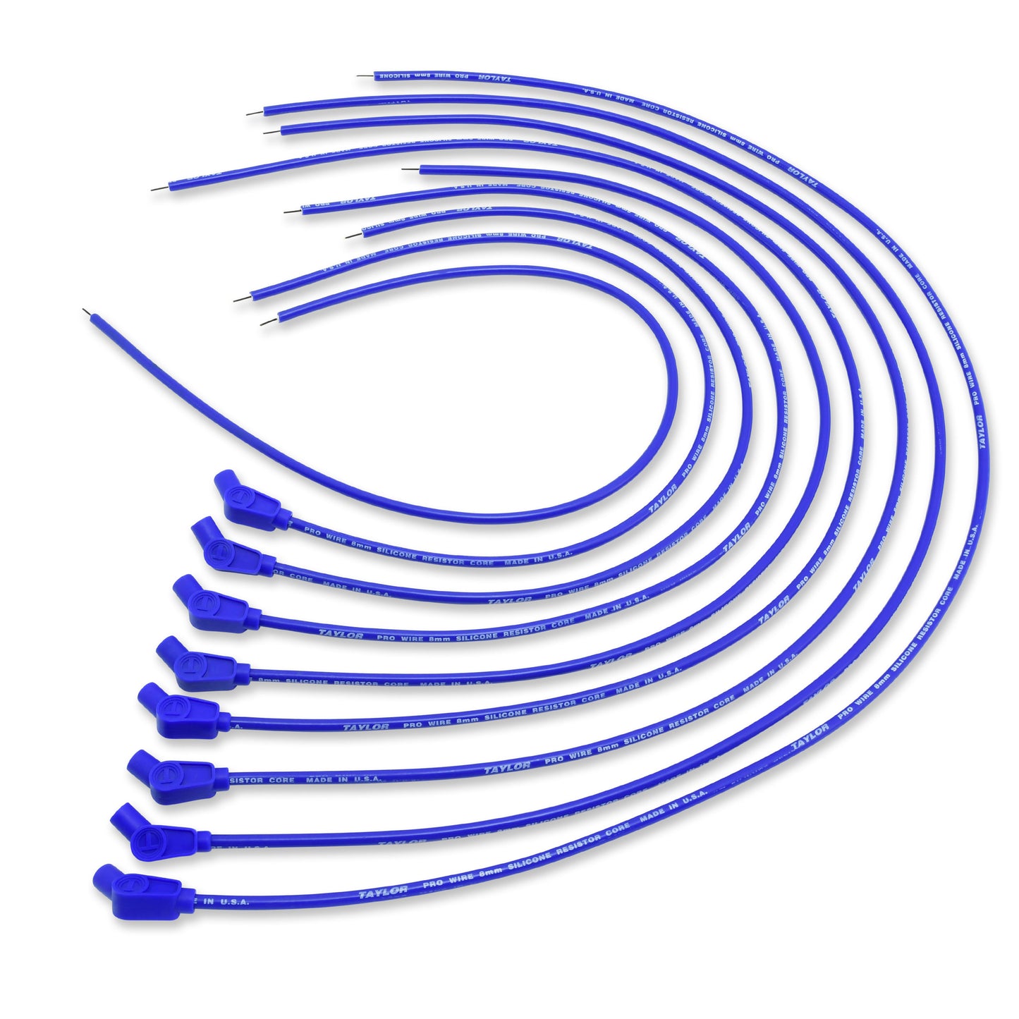 Spark Plug Wire Set Universal 8mm Silicone 135? 3500 ohm/ft Prowire Blue 70653