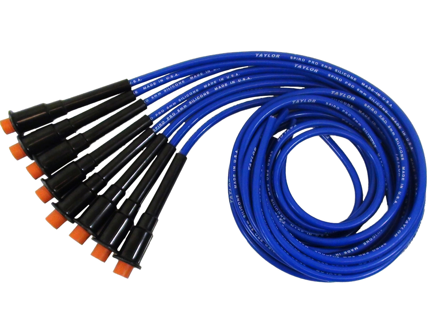 Spark Plug Wire Set Universal 8mm Silicone Spiro Pro 180? 350 ohm/ft Black 75689