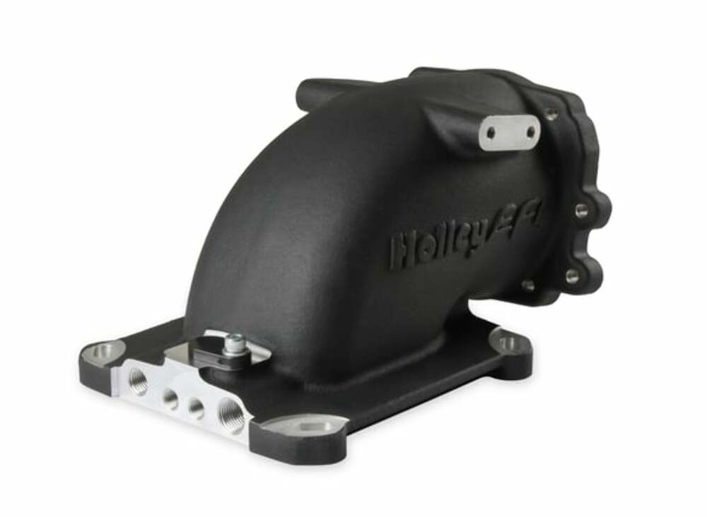 Holley EFI 300-240FBK - Throttle Body Intake Elbow 4150 - Fits Ford Throttle Bodies-Black Finish