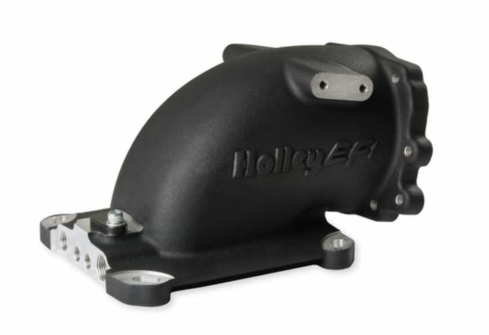 Holley EFI 300-240FBK - Throttle Body Intake Elbow 4150 - Fits Ford Throttle Bodies-Black Finish