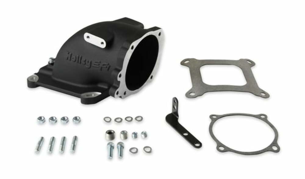 Holley EFI 300-240FBK - Throttle Body Intake Elbow 4150 - Fits Ford Throttle Bodies-Black Finish