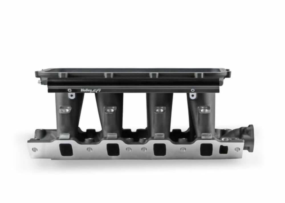 8.2 SBF Ford Hi-Ram EFI Manifold with Side Mount Top-Black - 300-306BK