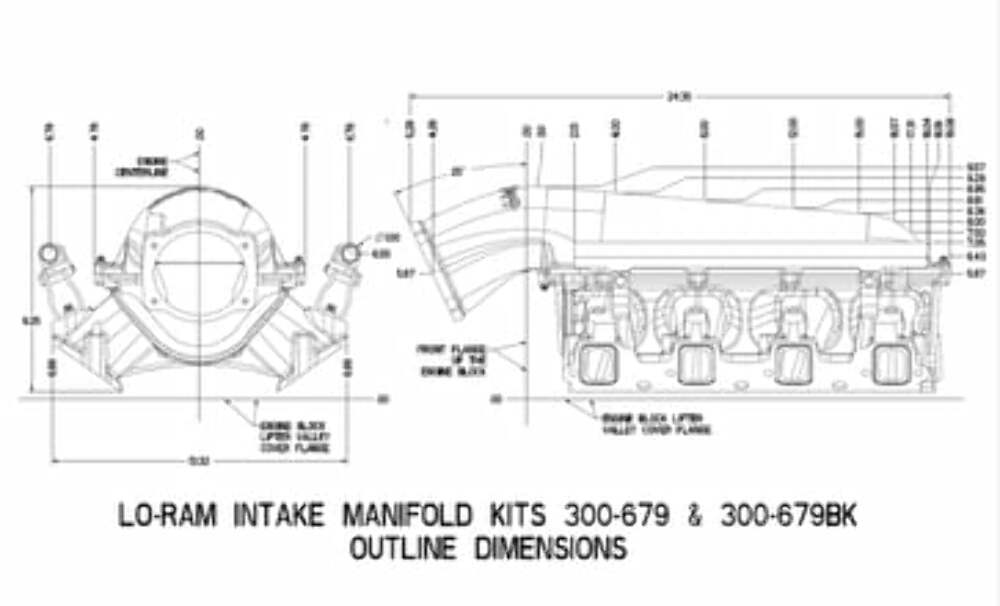 Lo-Ram Manifold Base and Fuel Rails Single Fuel Injector GM LS3/L93 300-670BK