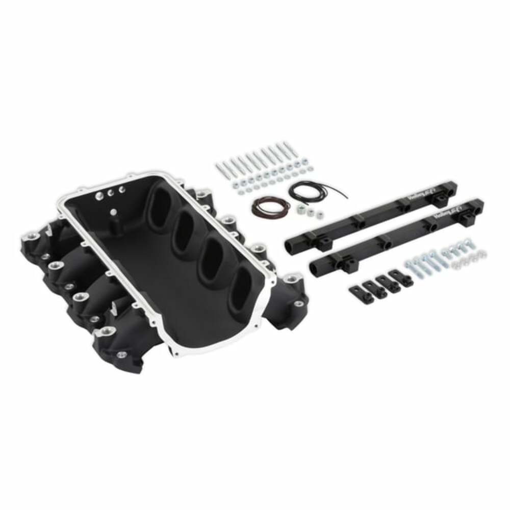 Loram Manifold Base &Port Inject Fuelrail-Gm Gen V Lt-Front-Feed-Black-300-713BK