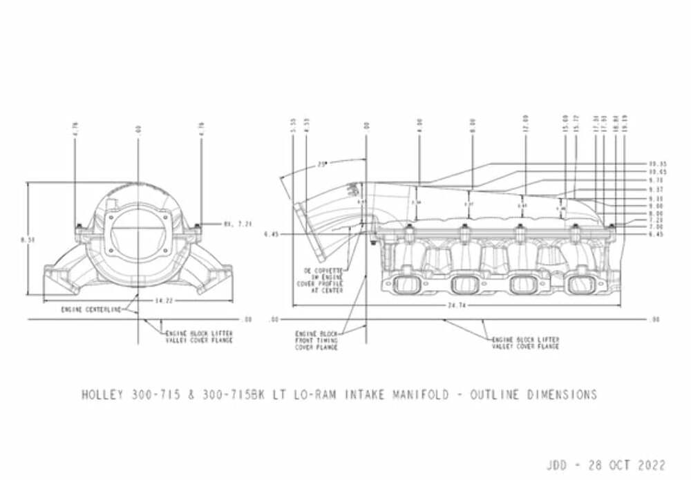 Lo-Ram Manifold Base-Gm Gen V Lt Top-Feed-Direct Injection-Satin-300-715