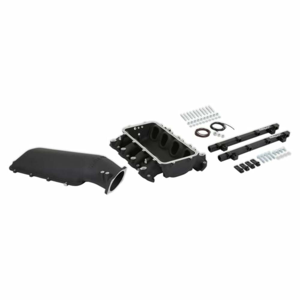 Lo-Ram Manifold Kit &Port Inject Fuel Rails-Gm Gen V Lt Top-Feed-Black-300-718BK