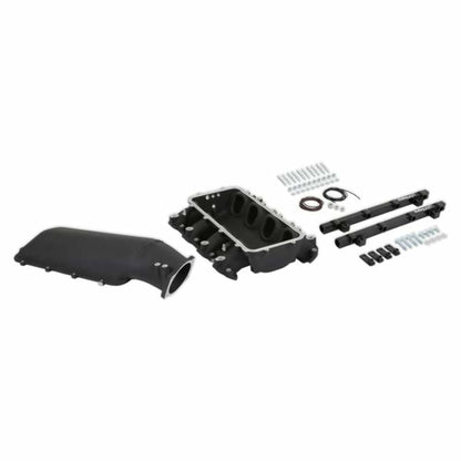 Lo-Ram Manifold Kit &Port Inject Fuel Rails-Gm Gen V Lt Top-Feed-Black-300-718BK
