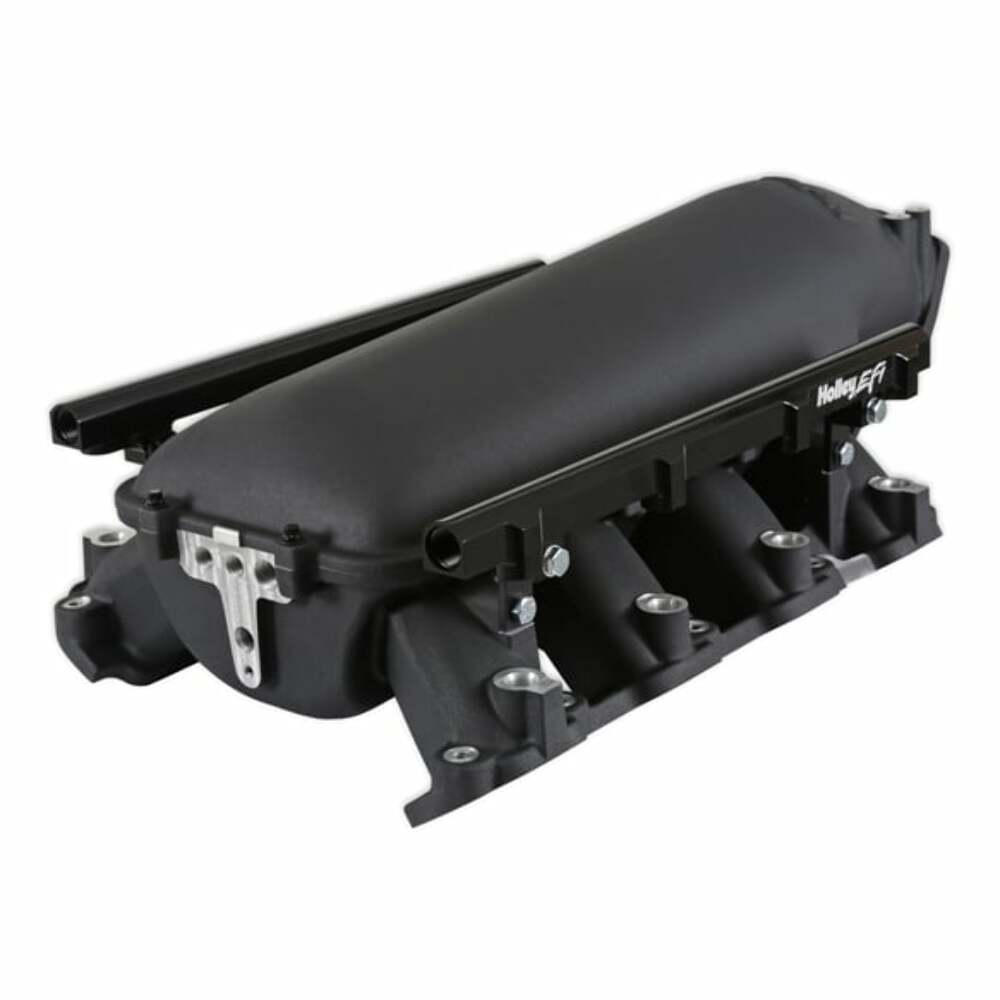 Lo-Ram Manifold Kit &Port Inject Fuel Rails-Gm Gen V Lt Top-Feed-Black-300-718BK