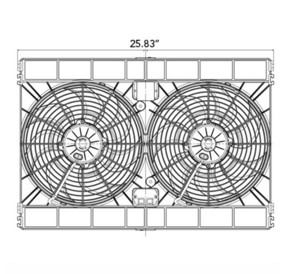Electric Cooling Fan - High Performance - Dual 12 in Fan - Puller - 3168 CFM - C
