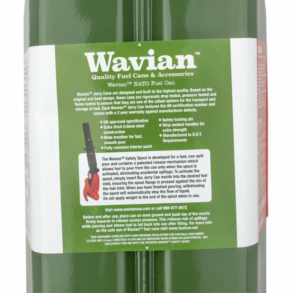 Wavian - Steel Jerry Can, Gas Can, Fuel Can 10L (2.6 Gallon)-Green 3014 - Tools and Tool Parts Car Part People