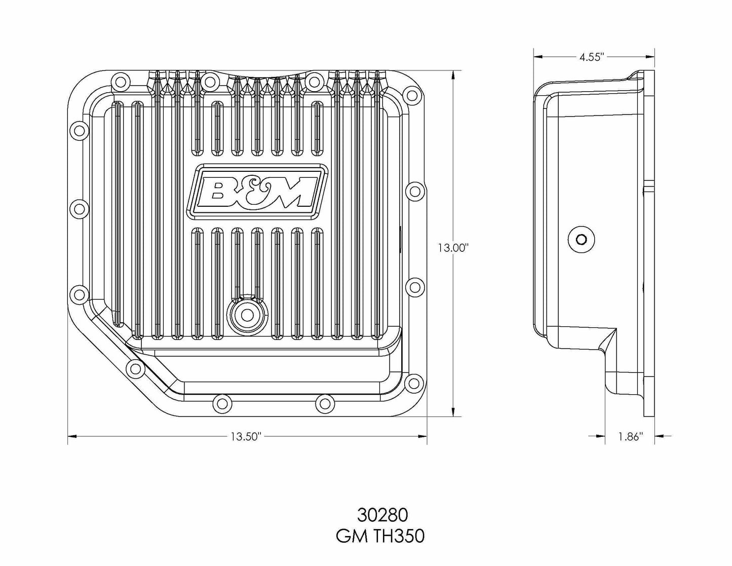 B&M Hi-Tek Deep Trans Pan for GM TH350 Transmission - 30280