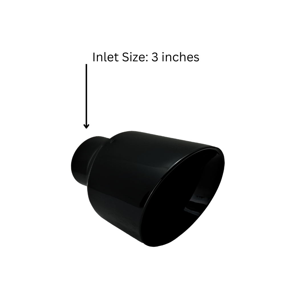 3" IDX5"X8" Double Wall Slant Cut Stainless Gloss Black Exhaust Tip 3080BK