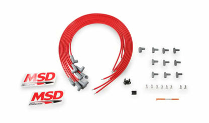 MSD Spark Plug Wire Set 31229; Super Conductor 8.5mm Red 90¡ HEI (Male)
