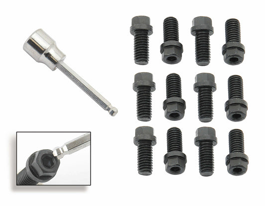 Mr. Gasket Header Bolts - 3/8-16 x 3/4 Inch Hex & Socket Head -Black Oxide 3420G