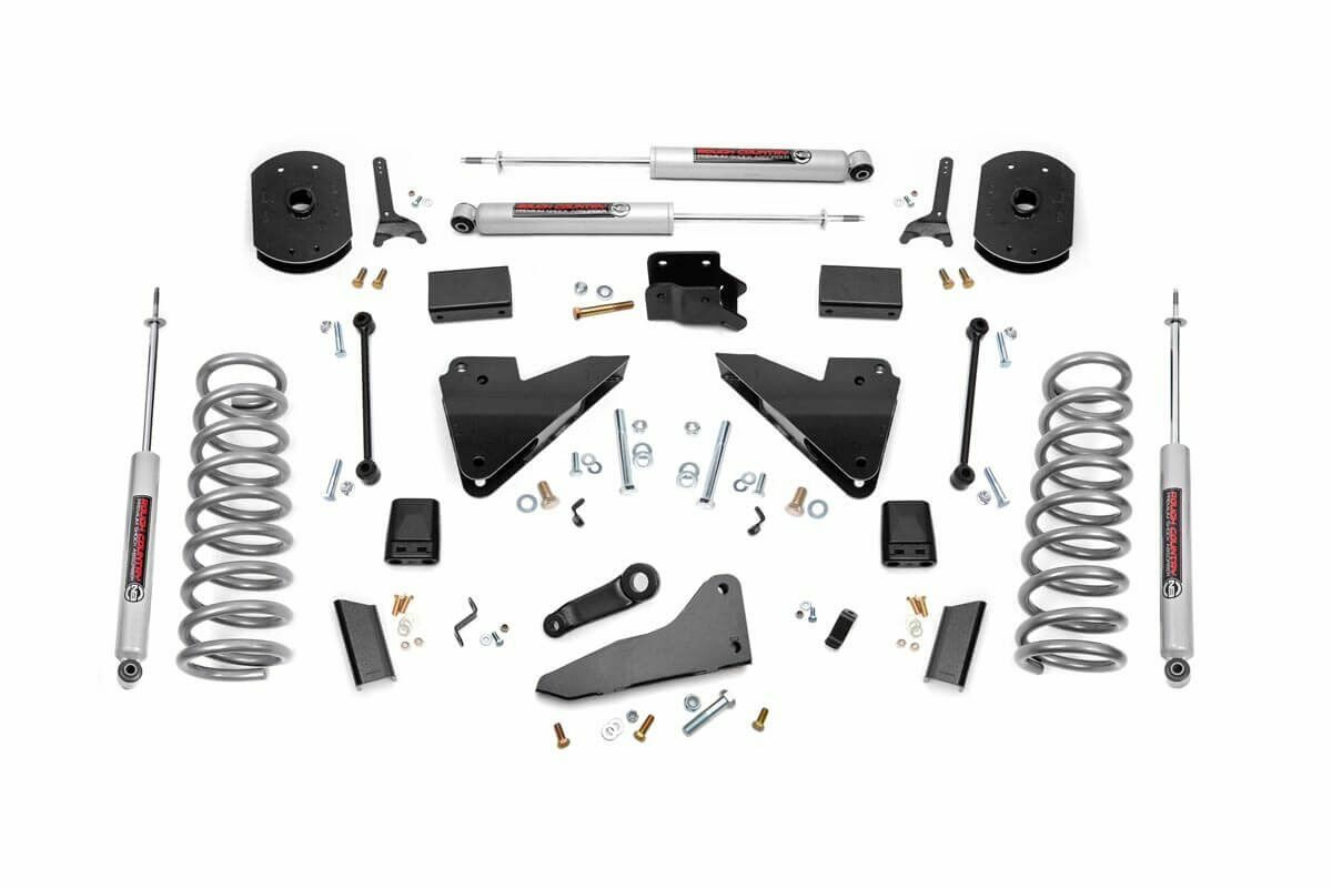 Fits Ram 2500 4WD (2014-2018) 5" Lift Kit; FR Gas Coil; Radius Arm Drop; 36420