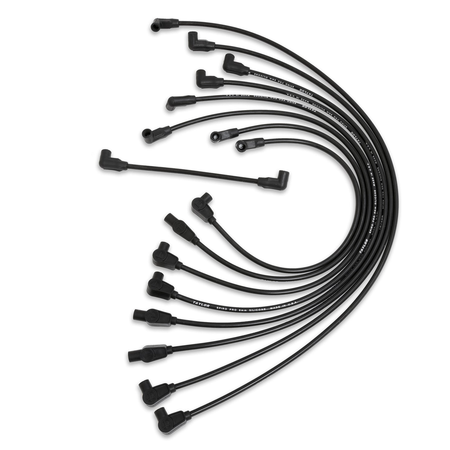 Spark Plug Wire Set Universal 8mm Silicone Spiro Pro 350 ohm/ft Black 74011