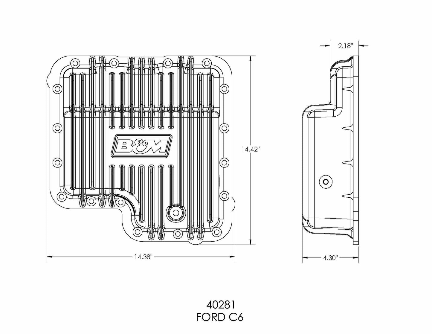 B&M Hi-Tek Deep Trans Pan for Ford C6 Transmission - 40281