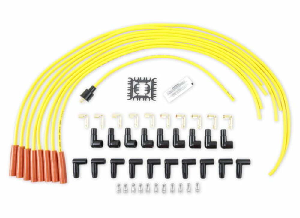 Spark Plug Wire Set - 8mm - Yellow with Orange Straight Boots - 4038